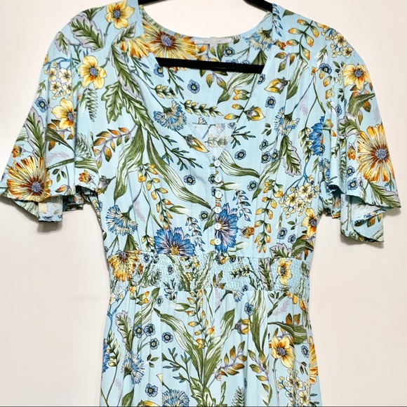 ABEL THE LABEL Floral Flutter Sleeve Maxi Dress - Picture 2 of 14